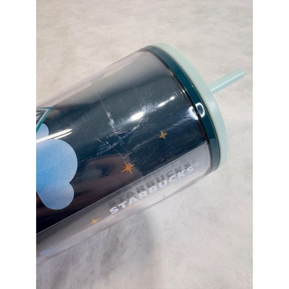 Starbucks San Francisco Painted Ladies Dogs Cold Cup Tumbler 24oz Teal Mint‎ Lid